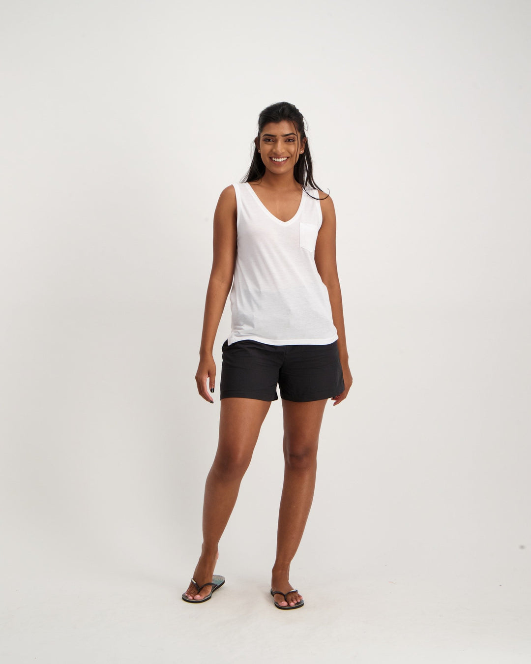 Ladies Pocket Tank - White