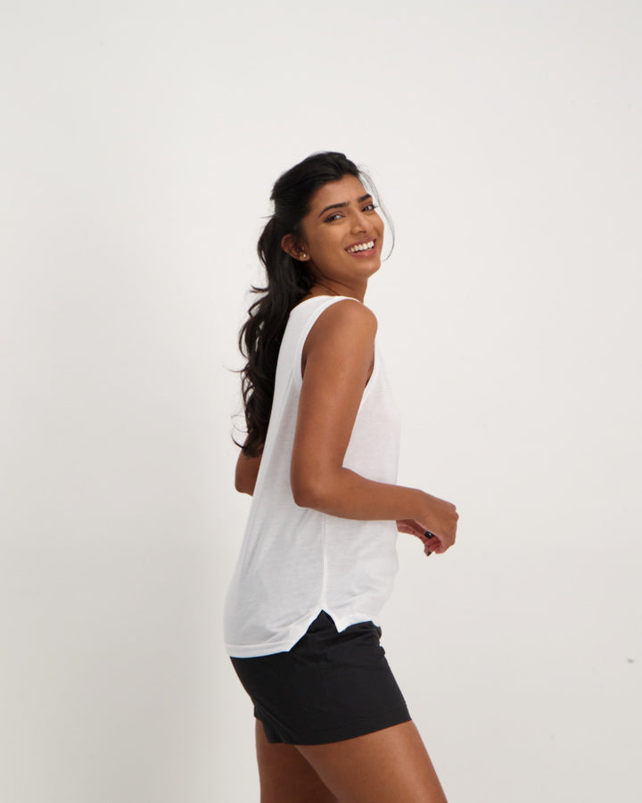 Ladies Pocket Tank - White