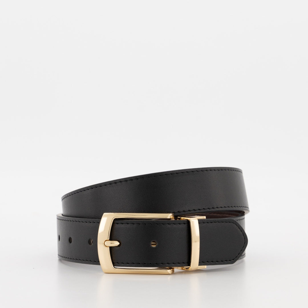 Men's Formal Gold Buckle Belt - Black
