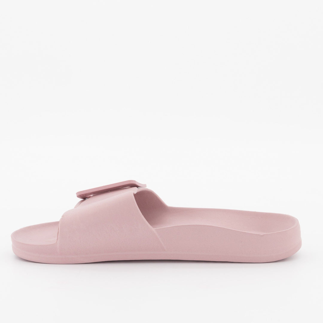 Ladies Moulded Slip On Mule With Buckle - Mink