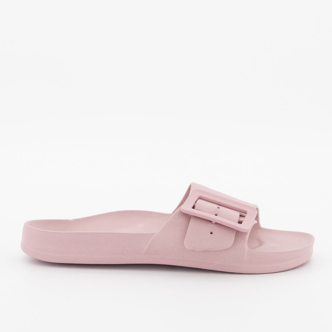 Ladies Moulded Slip On Mule With Buckle - Mink