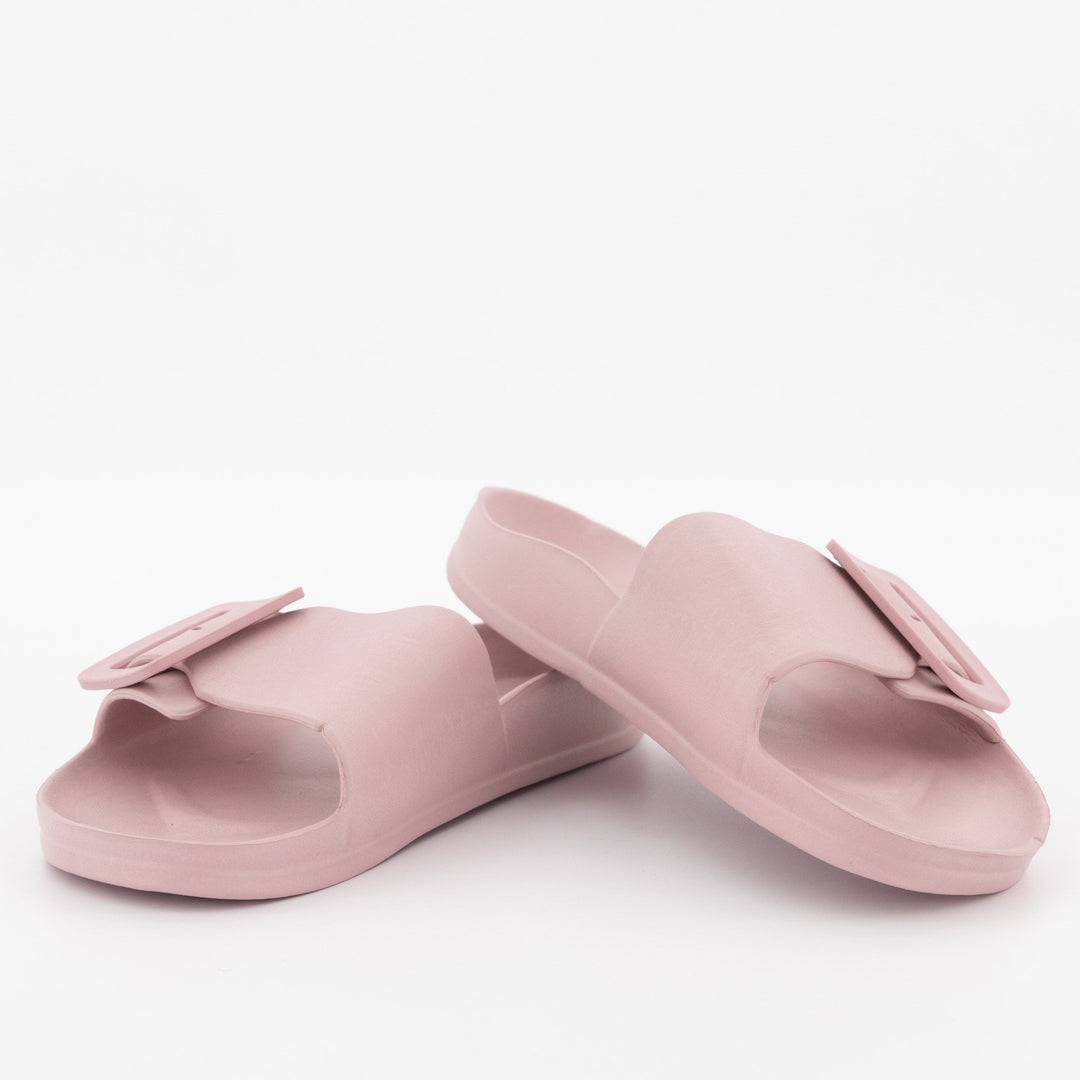 Ladies Moulded Slip On Mule With Buckle - Mink