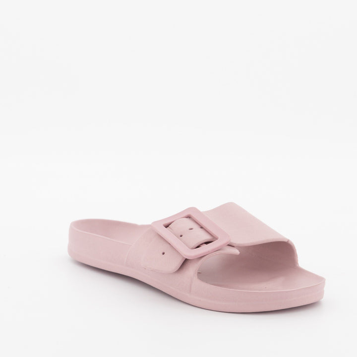 Ladies Moulded Slip On Mule With Buckle - Mink