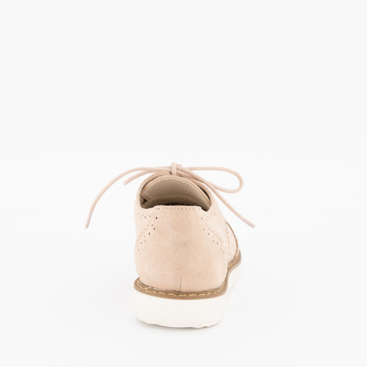 Ladies Brogue Lace-Up Oxford Shoe - Blush