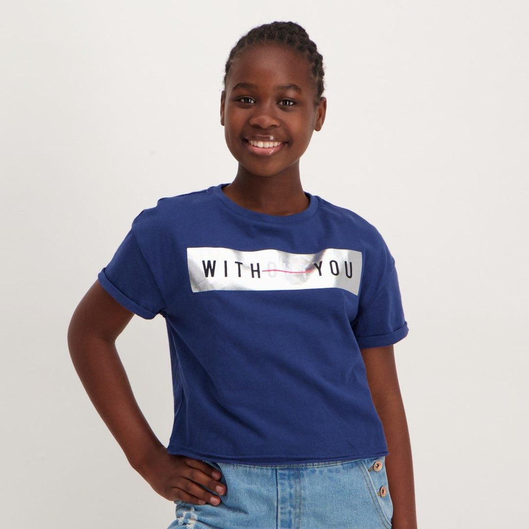 Girls Without you Boxy T-Shirt NavyGirls – Edgars