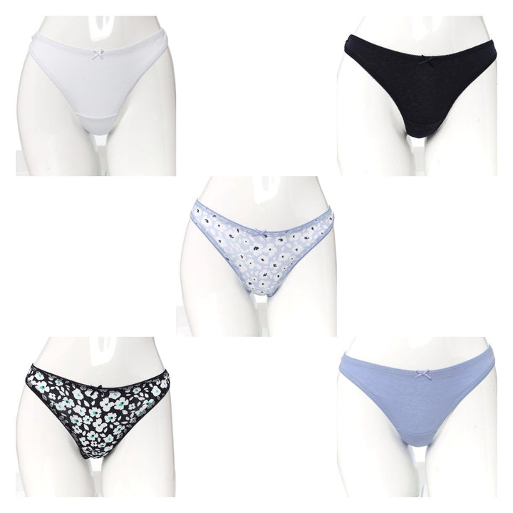 Ladies 5 Pack Cotton Thong Panty