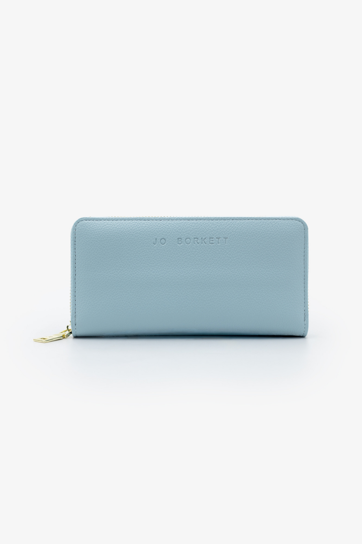 Charlotte Light Text Zip Around Purse - Pale Blue