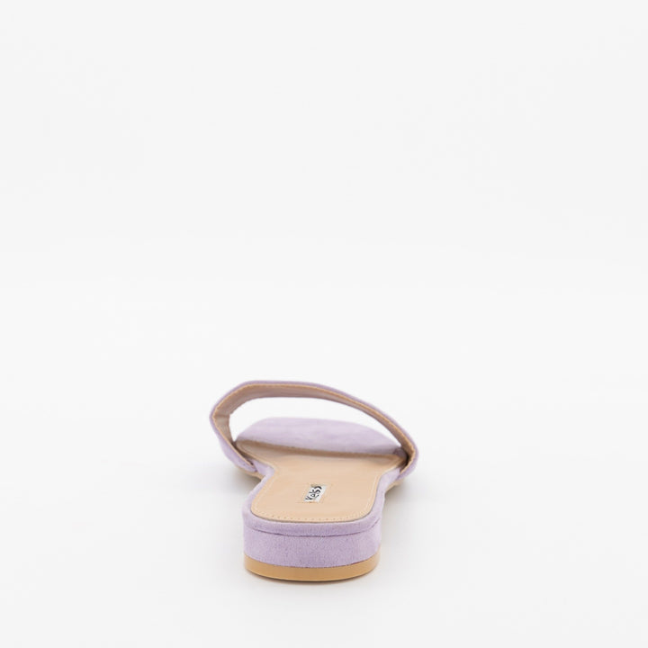Ladies Small Heel Plain Mule Flat Sandal - Lilac