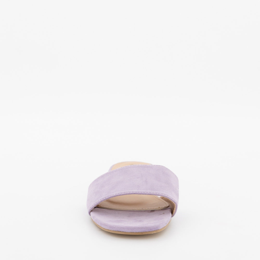 Ladies Small Heel Plain Mule Flat Sandal - Lilac