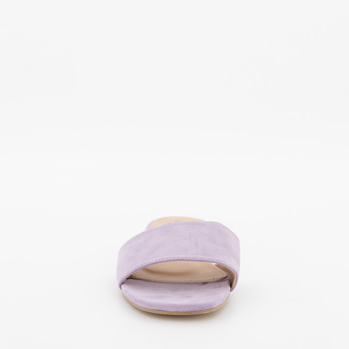 Ladies Small Heel Plain Mule Flat Sandal - Lilac
