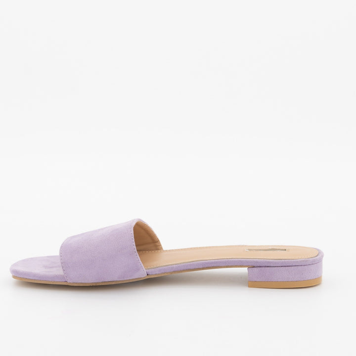 Ladies Small Heel Plain Mule Flat Sandal - Lilac