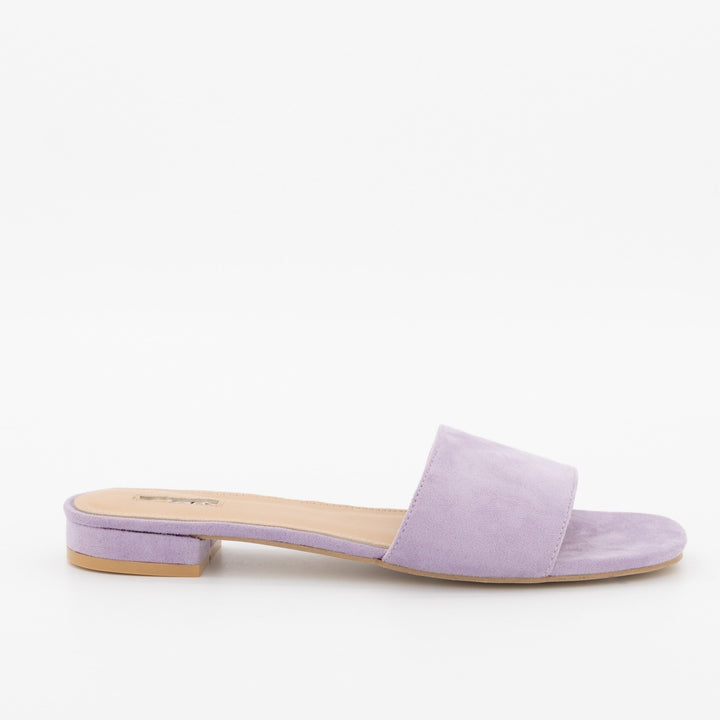 Ladies Small Heel Plain Mule Flat Sandal - Lilac