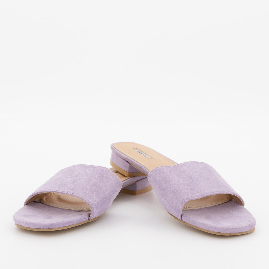 Ladies Small Heel Plain Mule Flat Sandal - Lilac