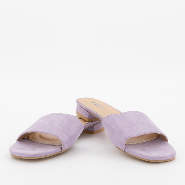 Ladies Small Heel Plain Mule Flat Sandal - Lilac