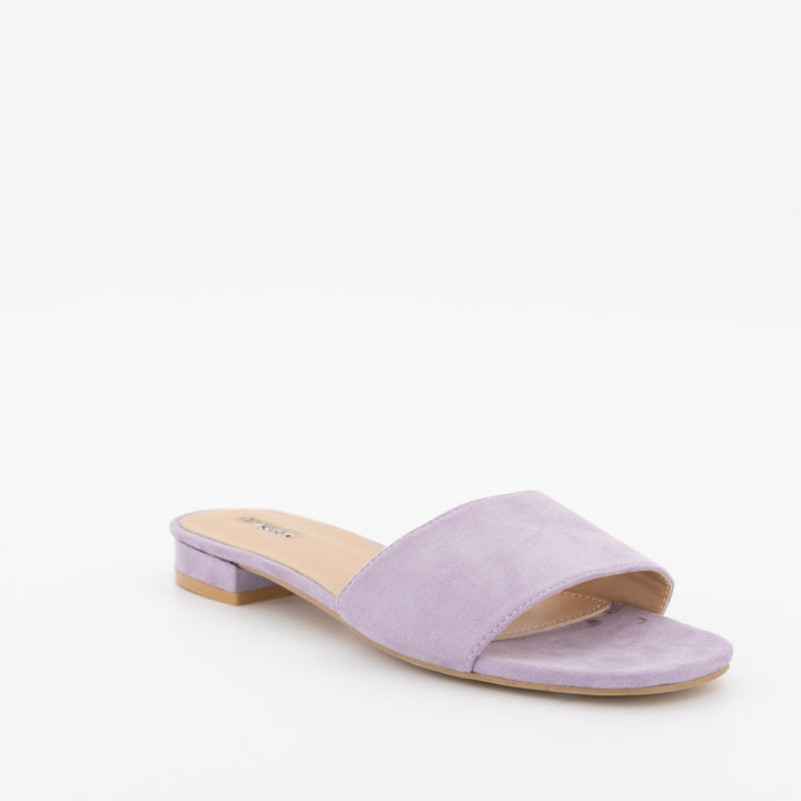 Ladies Small Heel Plain Mule Flat Sandal - Lilac