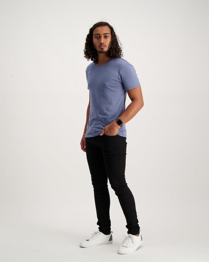 Men's Short Sleeve Basic V-Neck T-Shirt - Blue
