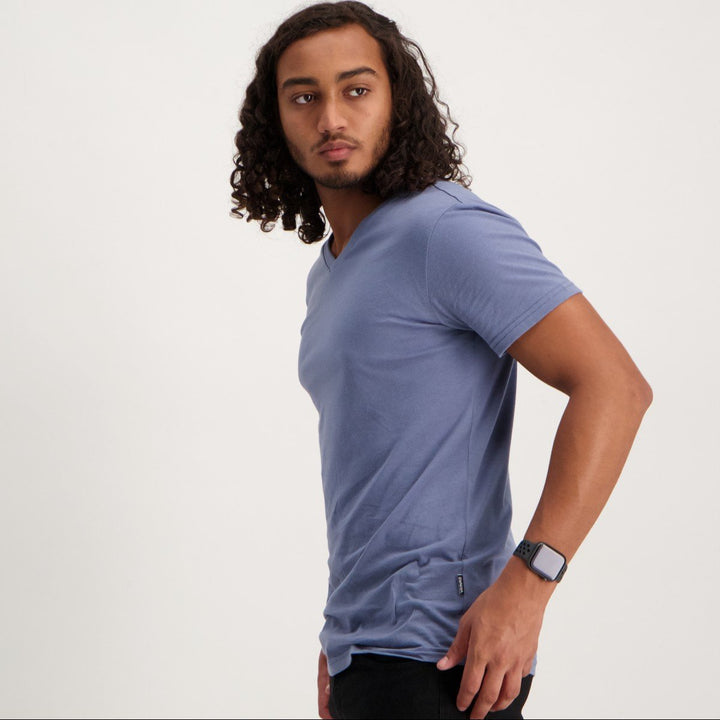 Men's Short Sleeve Basic V-Neck T-Shirt - Blue