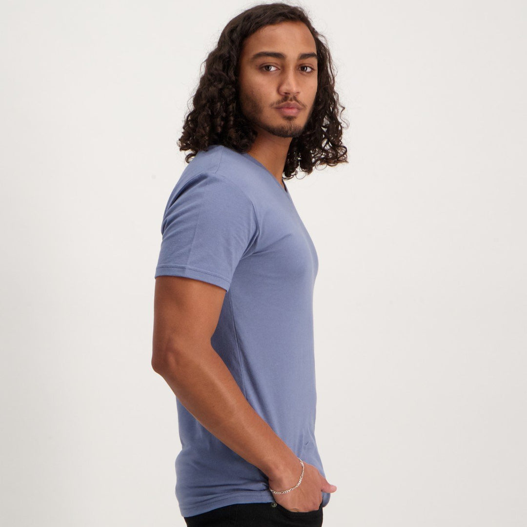 Men's Short Sleeve Basic V-Neck T-Shirt - Blue