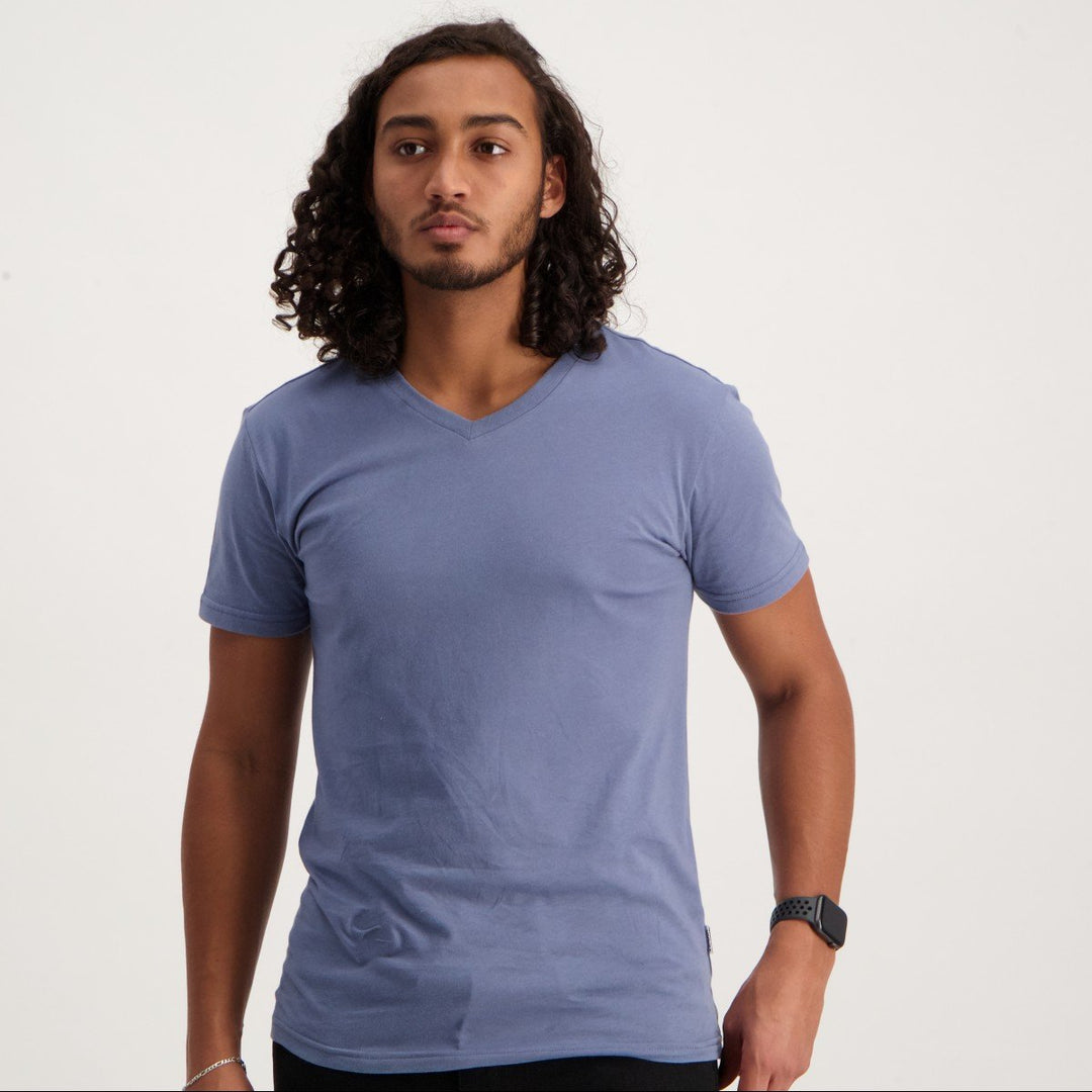 Men's Short Sleeve Basic V-Neck T-Shirt - Blue