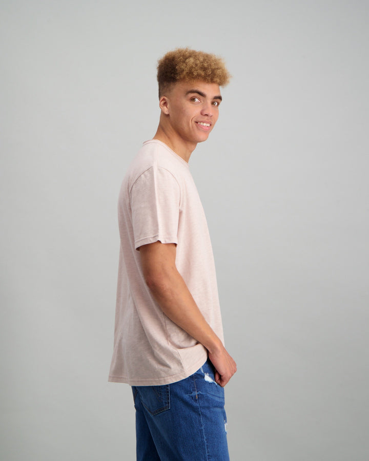 Men's Slub Raw Crew Neck Slim T-Shirt - Pink