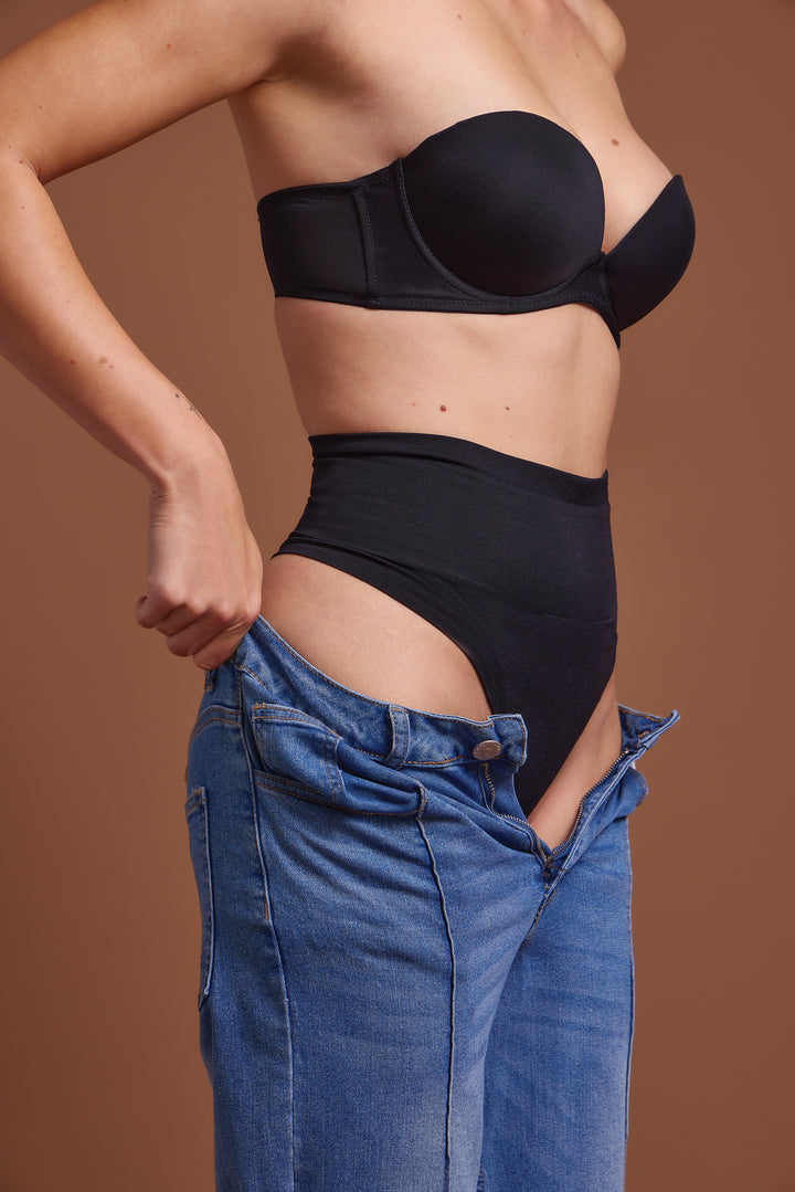Polyamide Shaper Thong - Black
