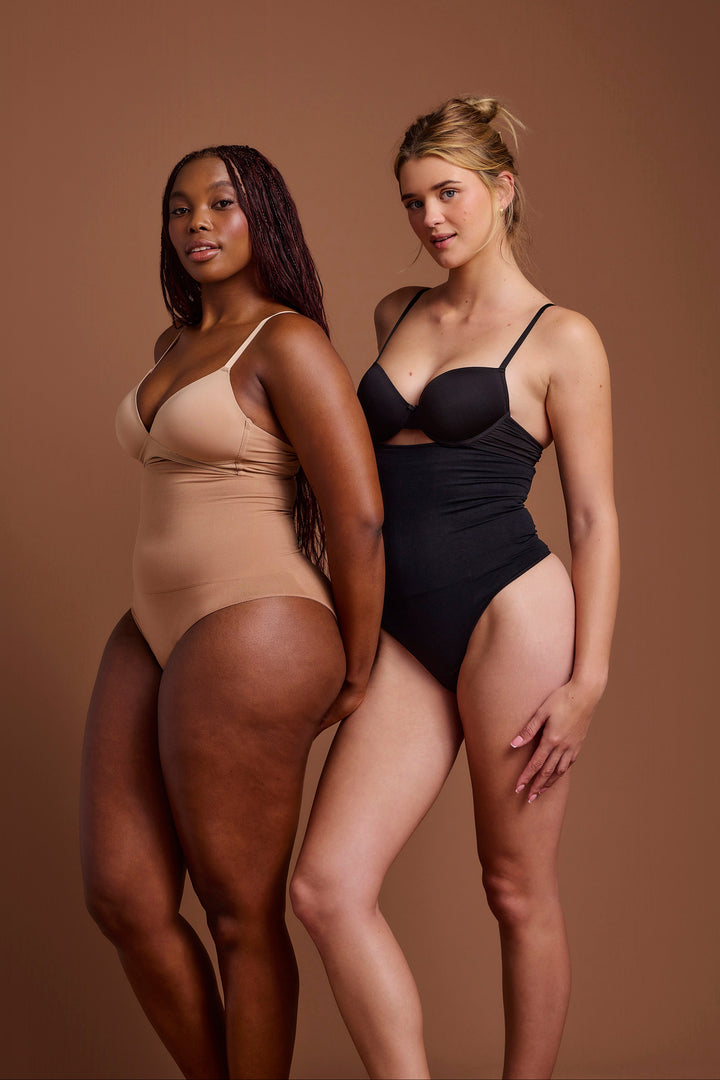 2 Pack Seamless Thong Shapewear - Mocha/Black