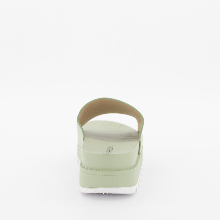 Ladies Double Colour Plain Platform Slide Sandal - Mint