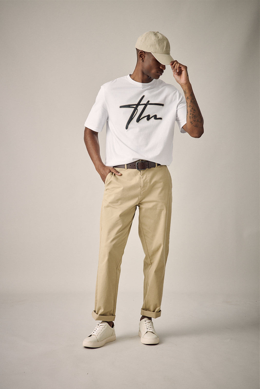 Heavy Weight Printed Crew Tee - White
