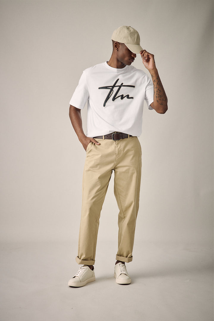Heavy Weight Printed Crew Tee - White
