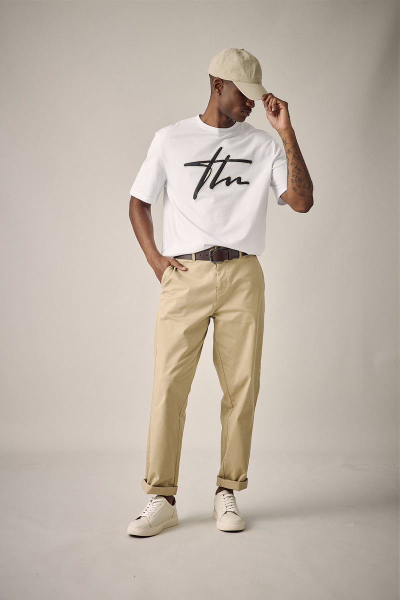 Heavy Weight Printed Crew Tee - White