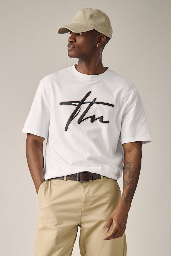 Heavy Weight Printed Crew Tee - White