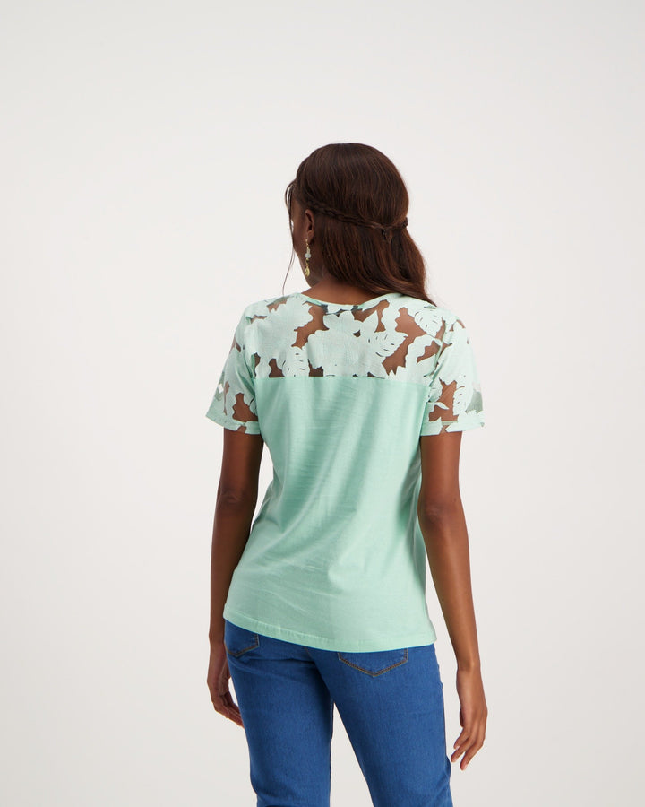 Ladies Burnout Inset T-Shirt - Green