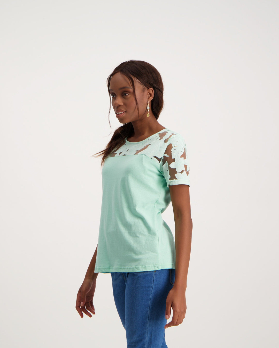 Ladies Burnout Inset T-Shirt - Green