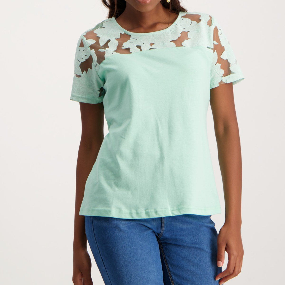 Ladies Burnout Inset T-Shirt - Green