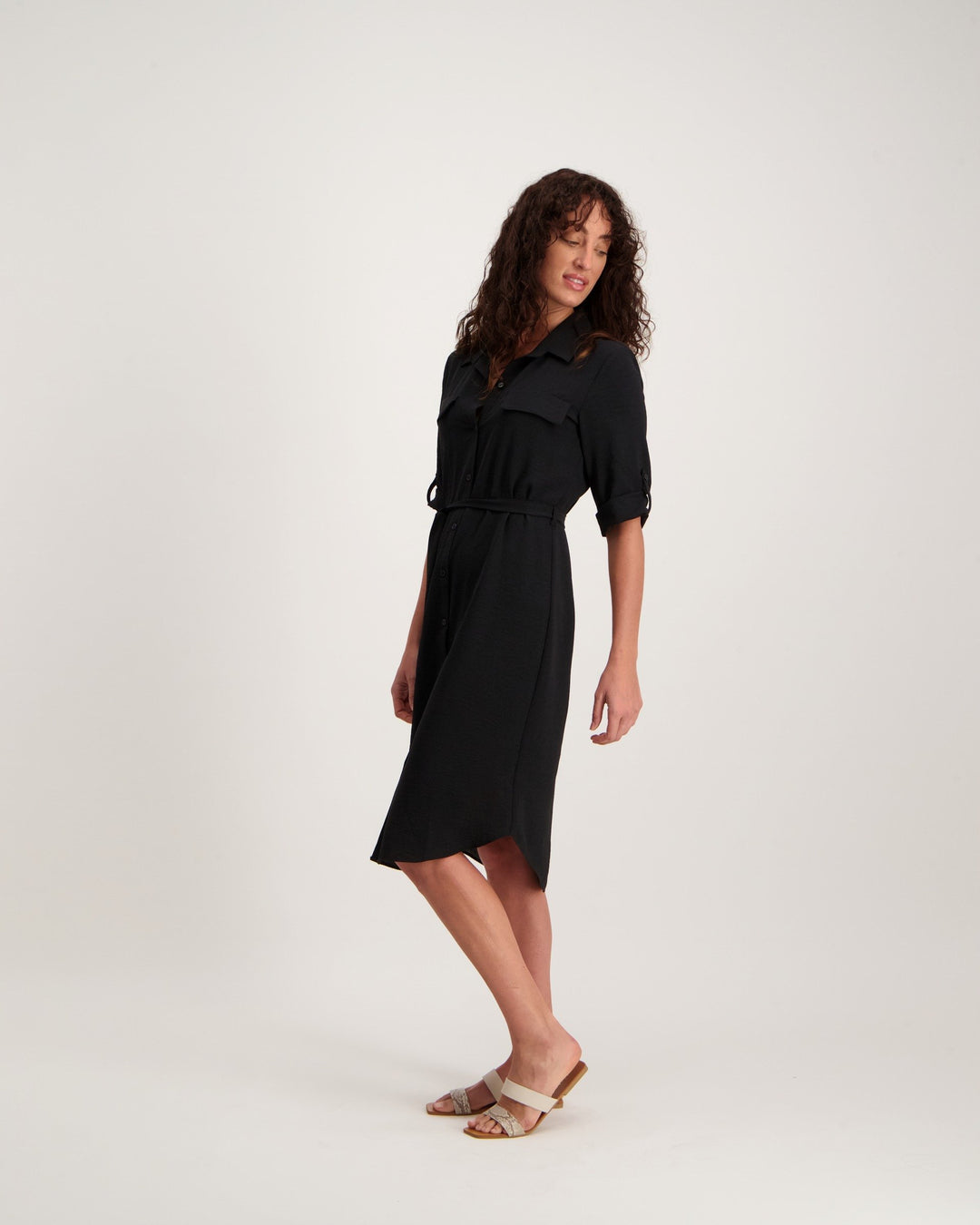 Ladies Soft Shirt Dress - Black