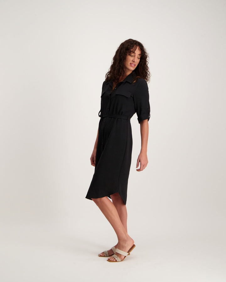 Ladies Soft Shirt Dress - Black