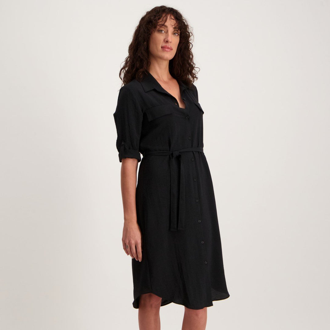 Ladies Soft Shirt Dress - Black