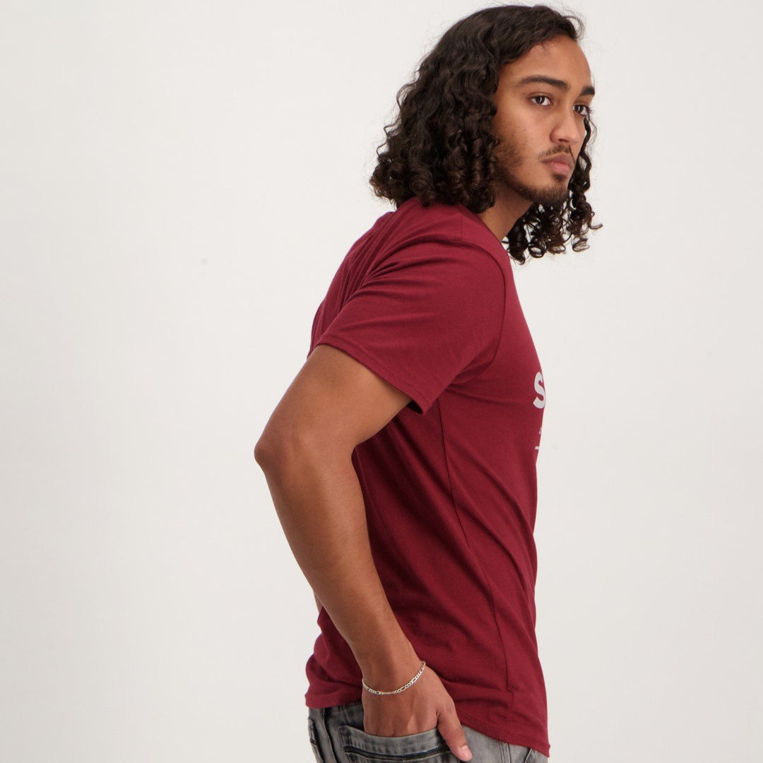 Men's Short Basic T-Shirt - Burgundy