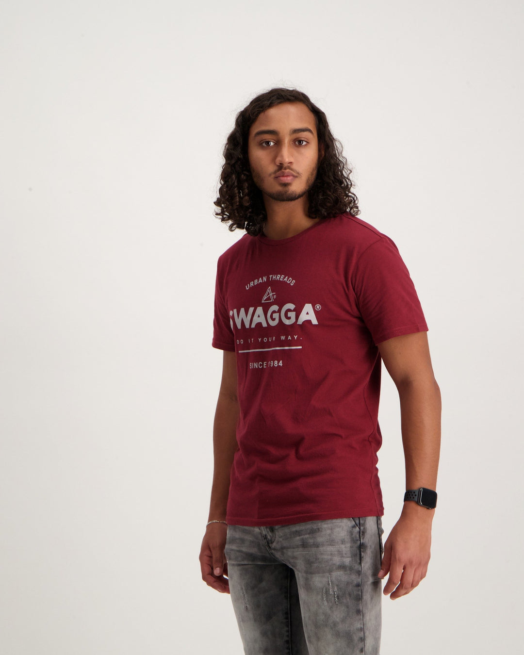 Men's Short Basic T-Shirt - Burgundy