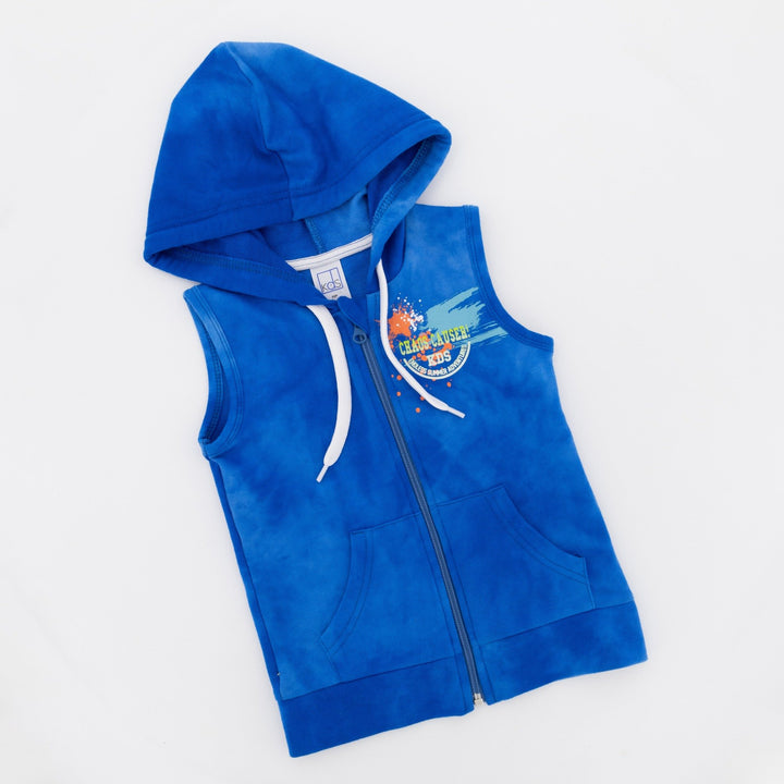 Pre-Boys Sleeveless Spectra Dye Zip Hoodie - Blue