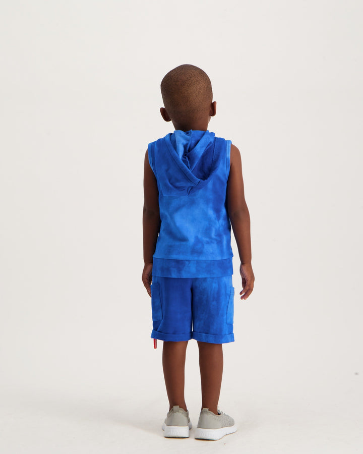 Pre-Boys Sleeveless Spectra Dye Zip Hoodie - Blue