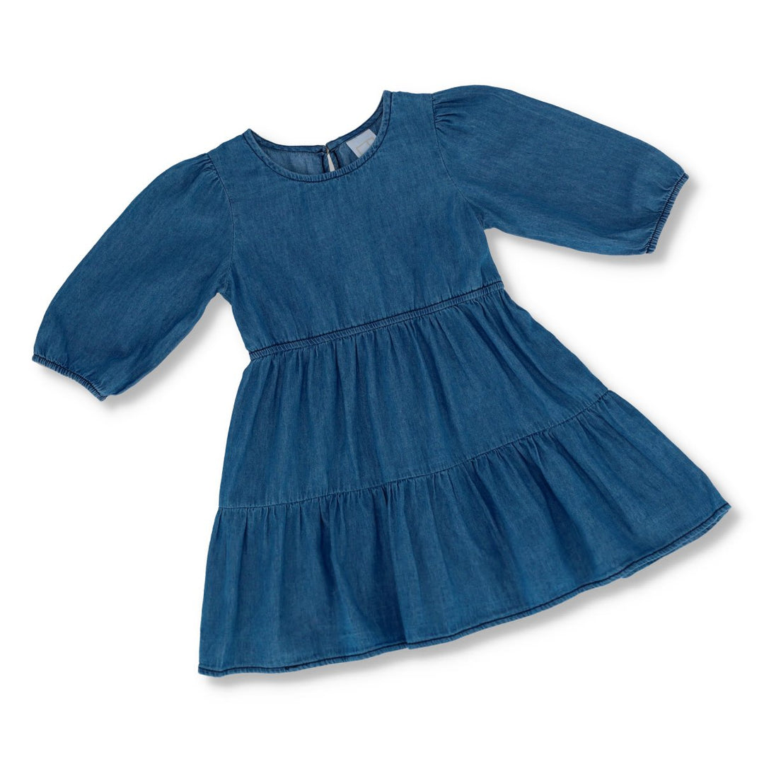 Pre-Girls Denim Tiered Dress - Blue