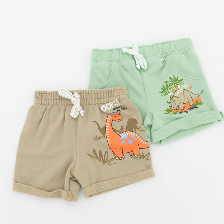 Baby Boys 2 Pack Dino Short - Mint