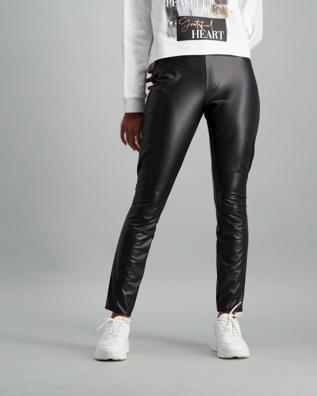 Ladies Faux Leather Legging - Black