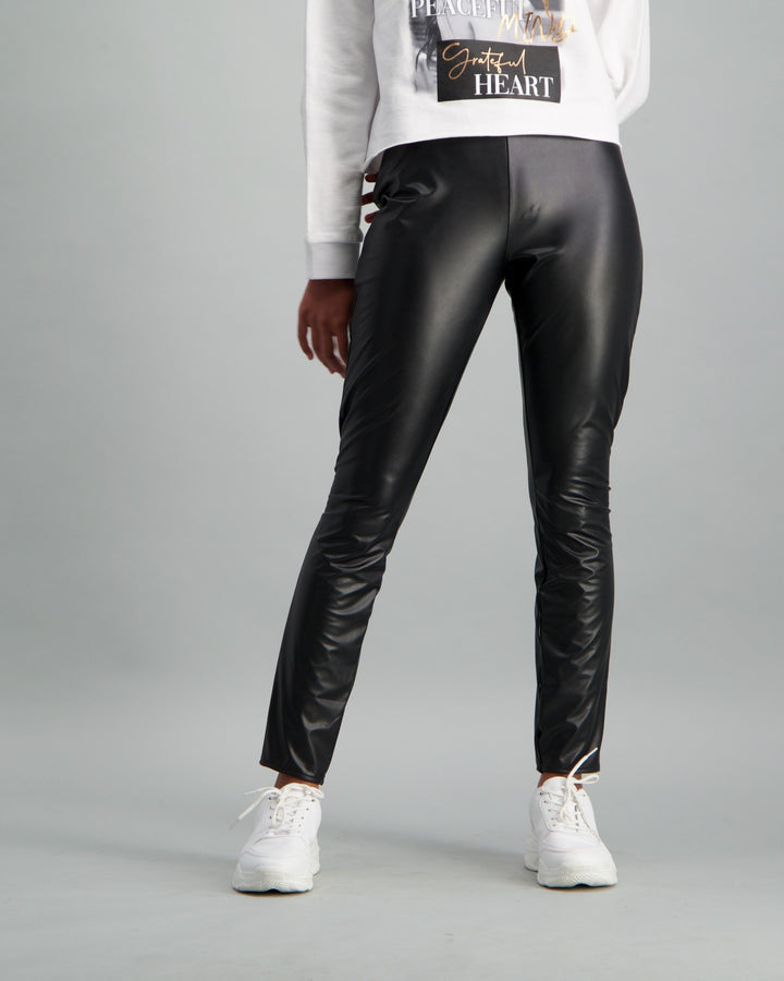 Ladies Faux Leather Legging - Black
