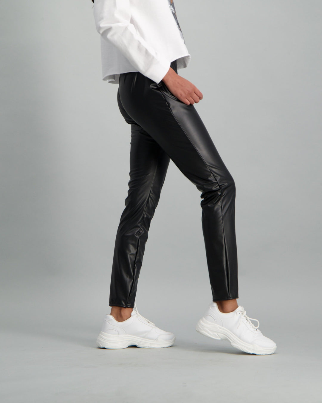 Ladies Faux Leather Legging - Black