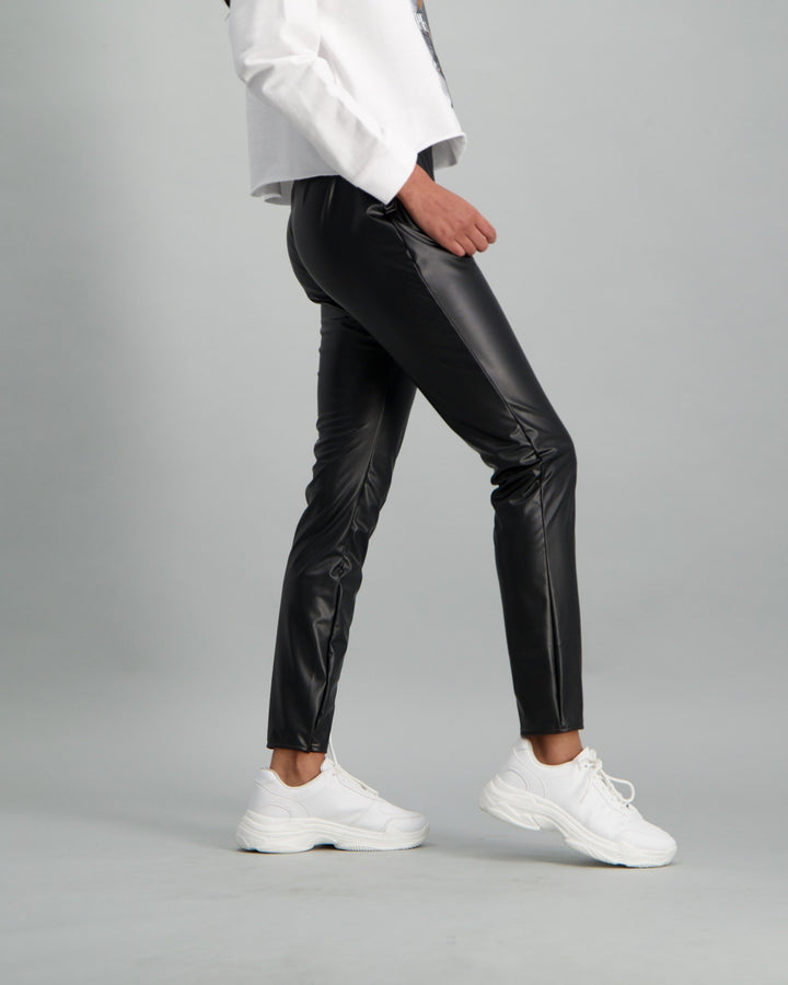 Ladies Faux Leather Legging - Black