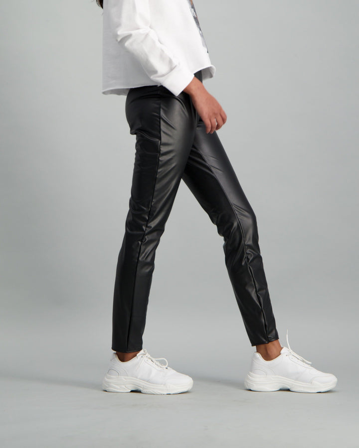 Ladies Faux Leather Legging - Black