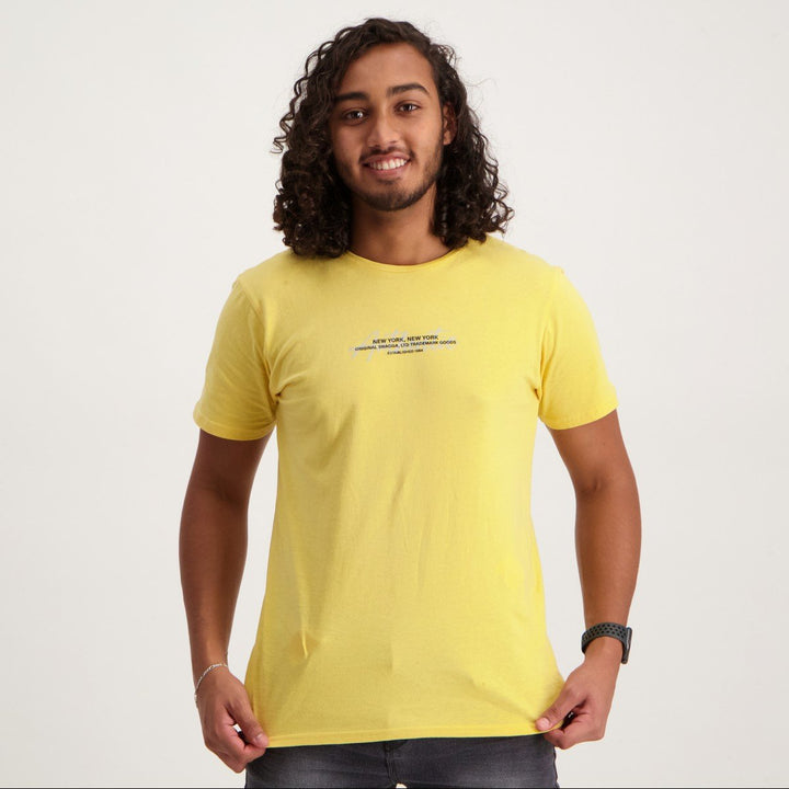 Men's Short Sleeve Print T-Shirt - Yellow