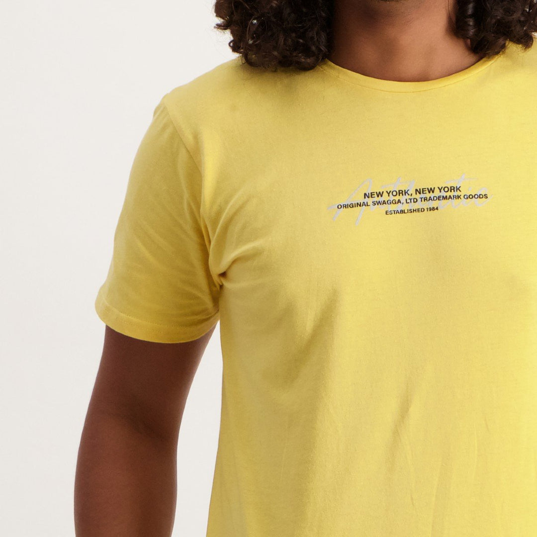Men's Short Sleeve Print T-Shirt - Yellow
